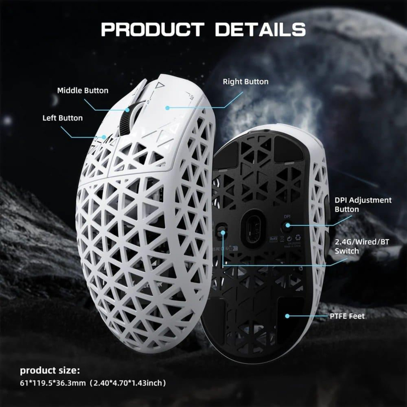 Мышь Attack Shark R5 Ultra Wireless (AS-6972792470924-W) White (G-000003630)