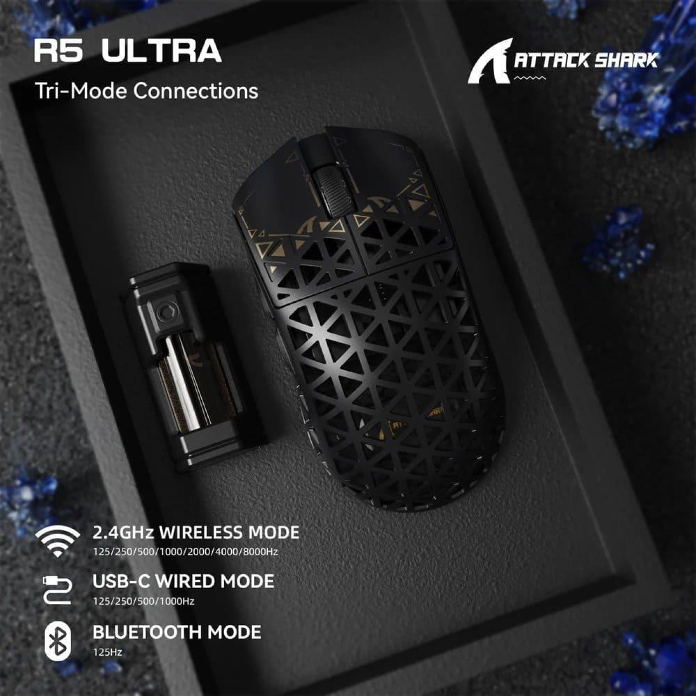 Мышь Attack Shark R5 Ultra Wireless (AS-6972792470573-B) Black (G-000003633)