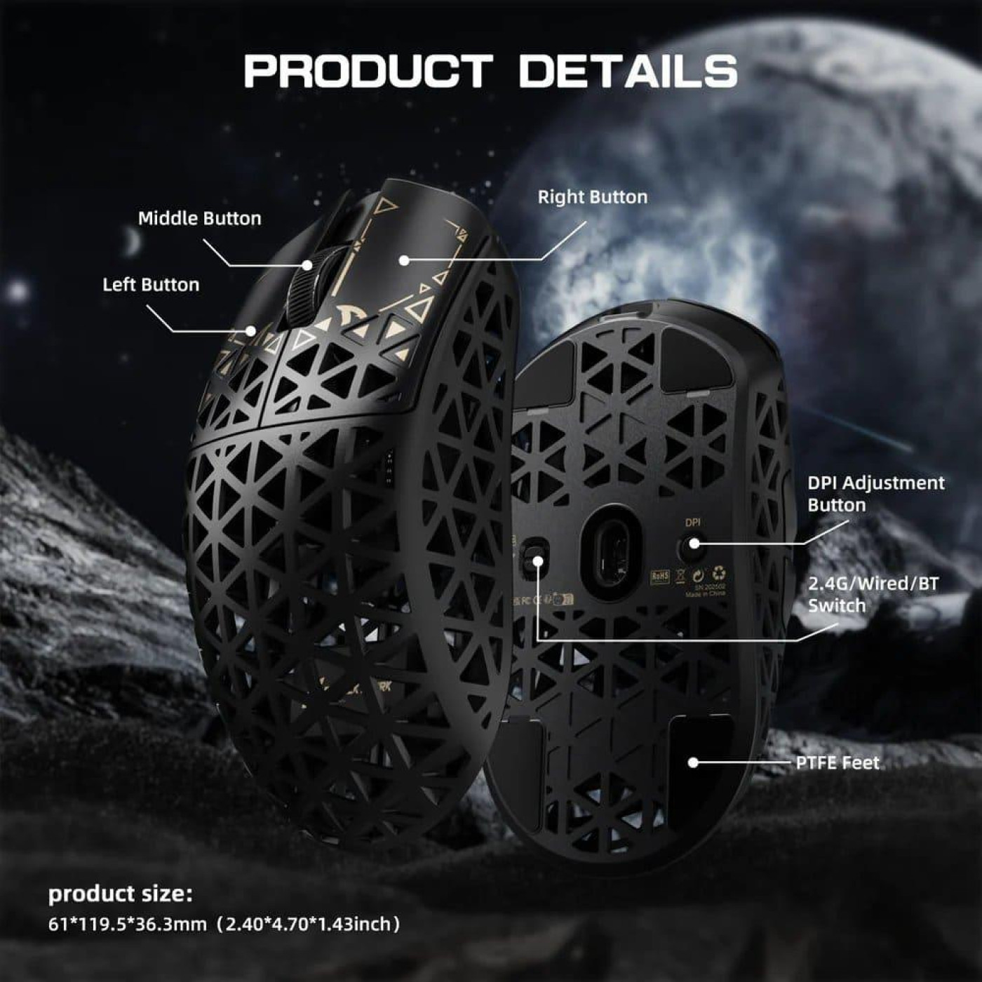 Мышь Attack Shark R5 Ultra Wireless (AS-6972792470573-B) Black (G-000003633)