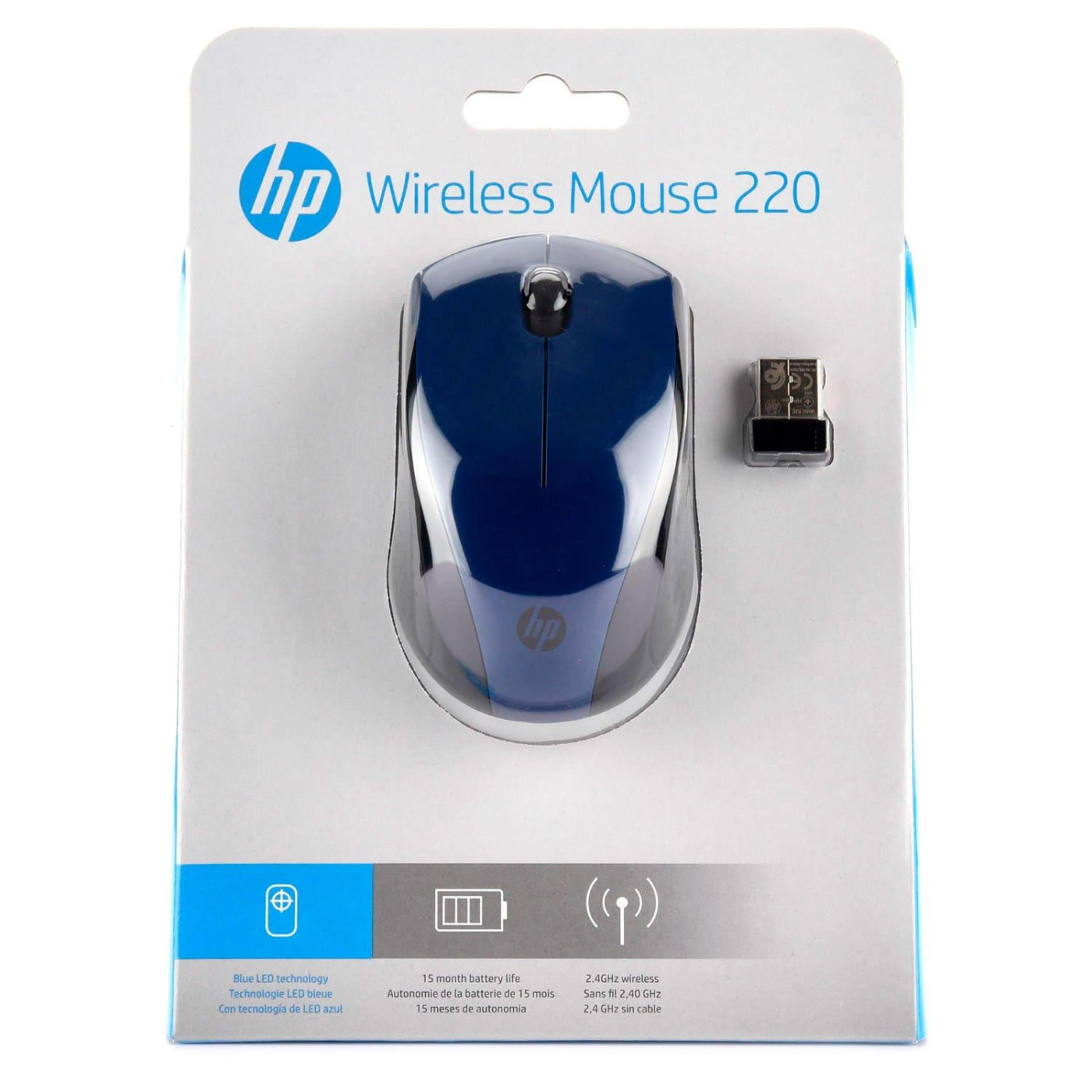 Беспроводная мышь HP Wireless Mouse 220 Blue 1600 dp i Wireless Mouse 220 Blue (7KX11AA)
