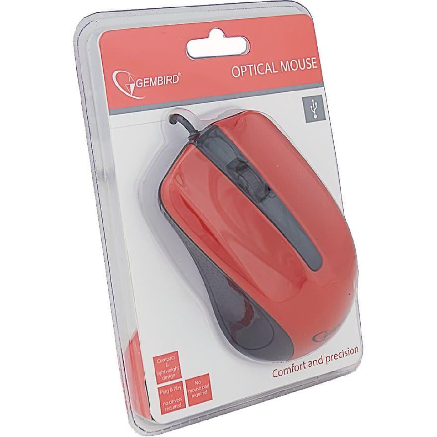 Мышь Gembird MUS-101-R USB Red (MUS-101-R)