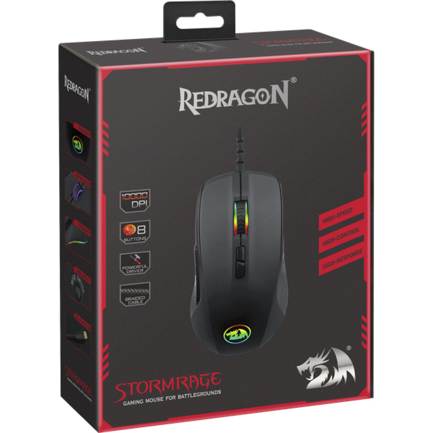 Мышь Redragon Stormrage RGB, игрова, 10000dpi., 7кн., чорна (78259)