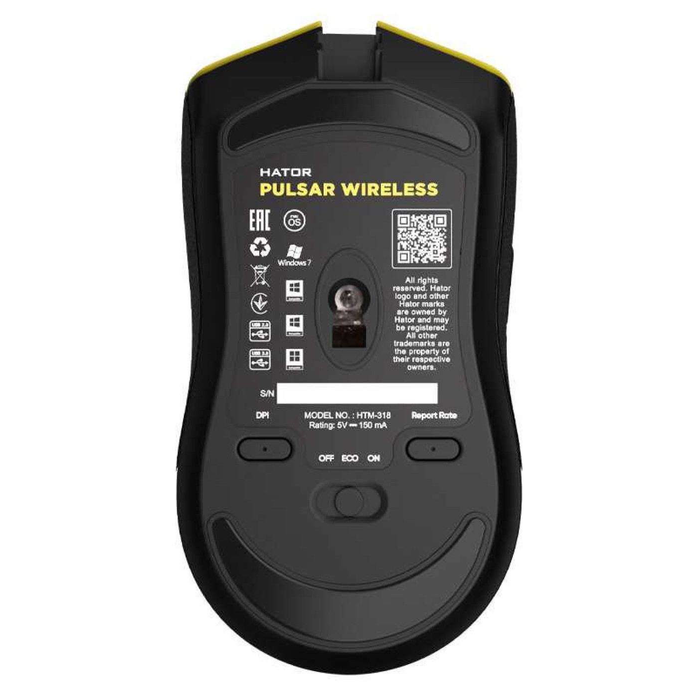 Мышь HATOR Pulsar Wireless Yellow (HTM-318) Б/у
