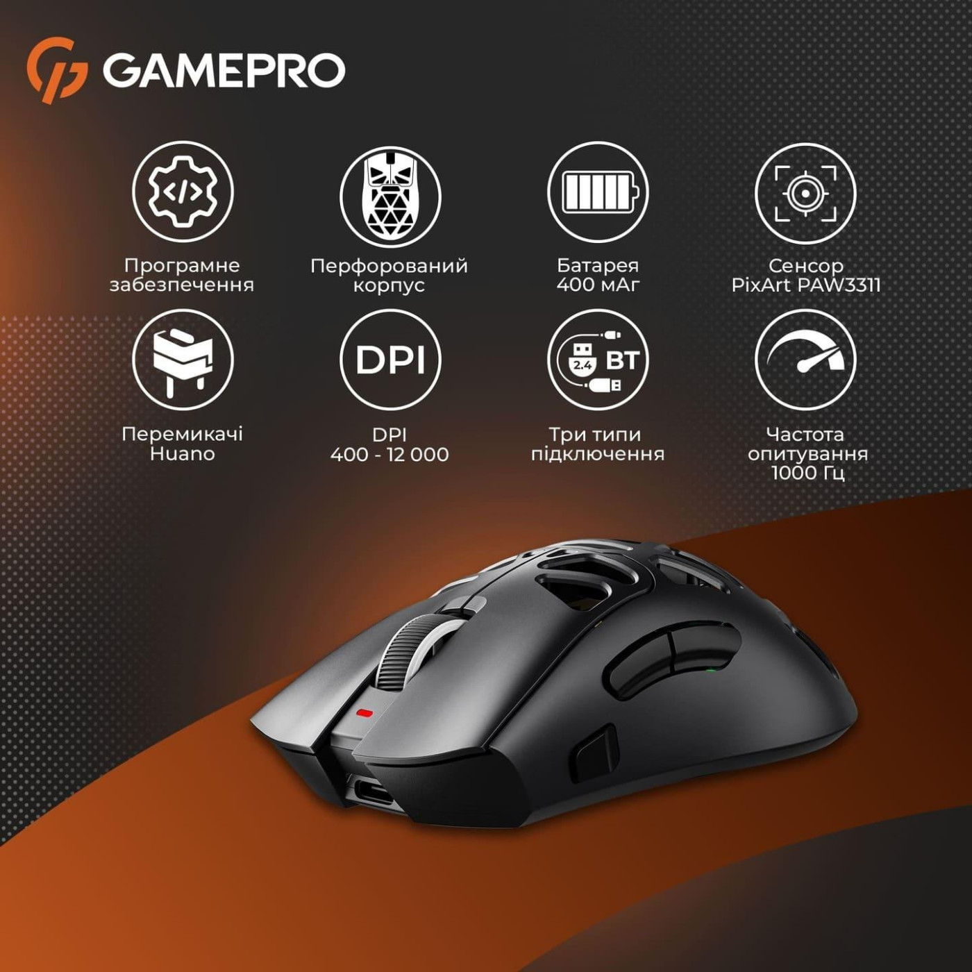 Миша GamePro Genesis Hollow Black (GM870HB)