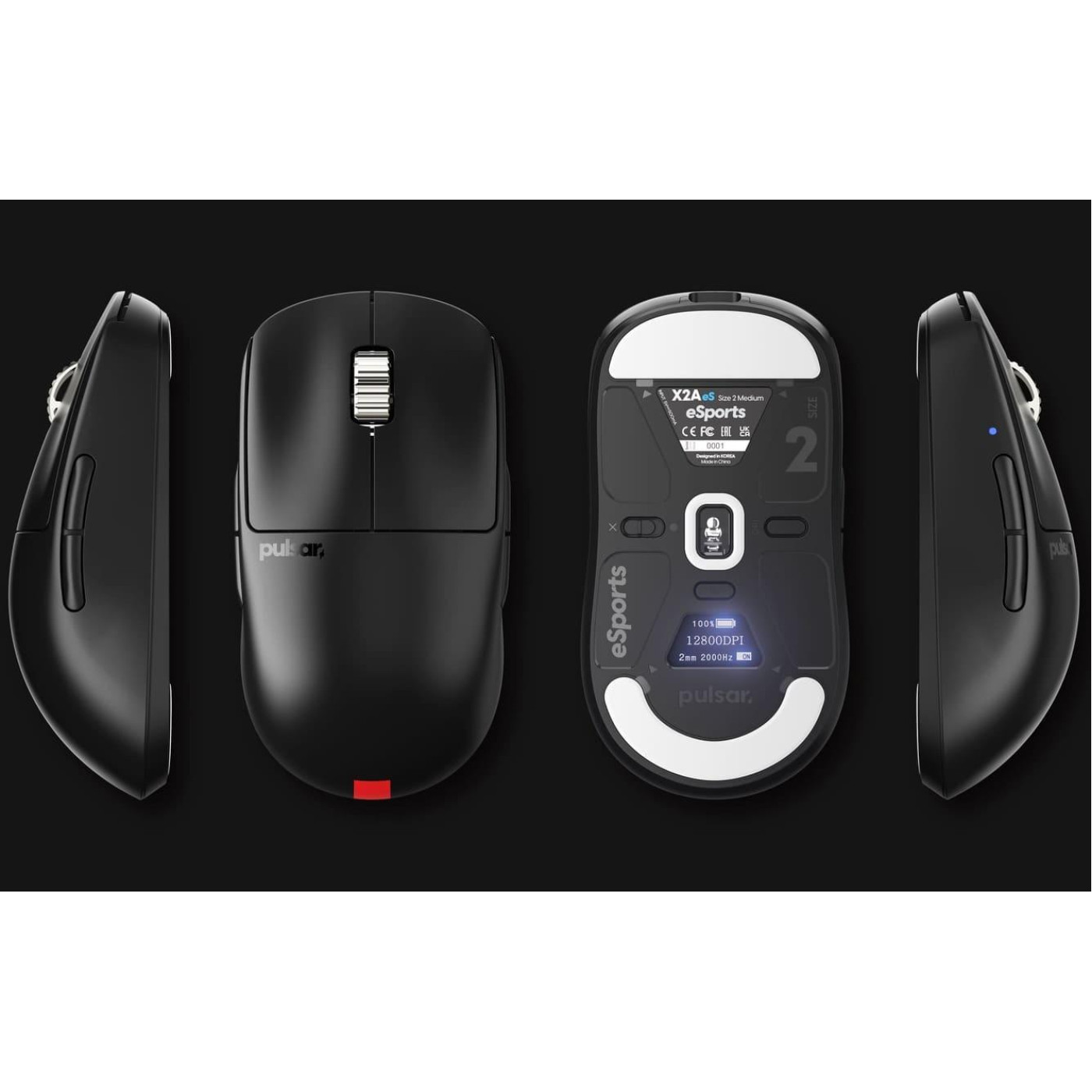 Мышь PULSAR X2A eS Size2 4K (8K Wired) Black (PX2AES21)