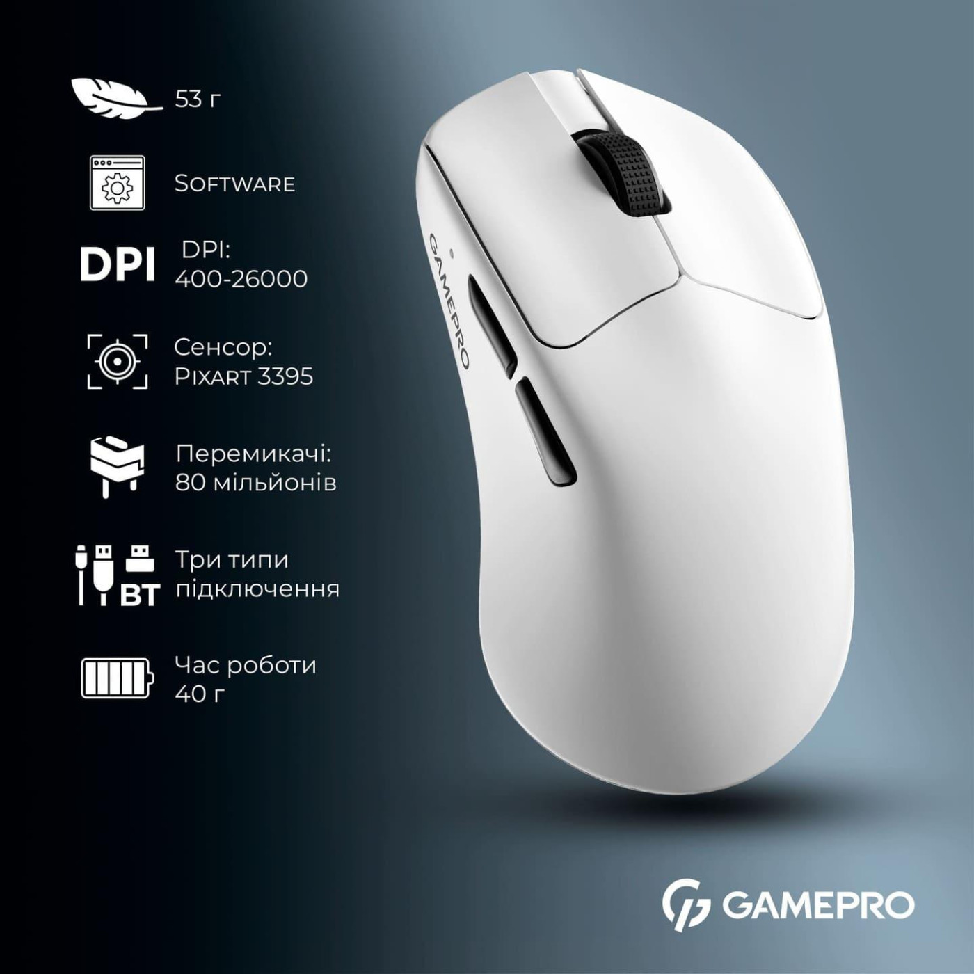Мышь GamePro Genesis Asgard Surt White (GM017W)