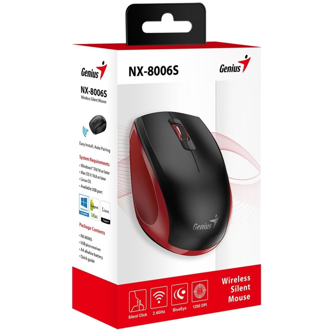 Мышь Genius NX-8006 Silent WL Red (31030024401)