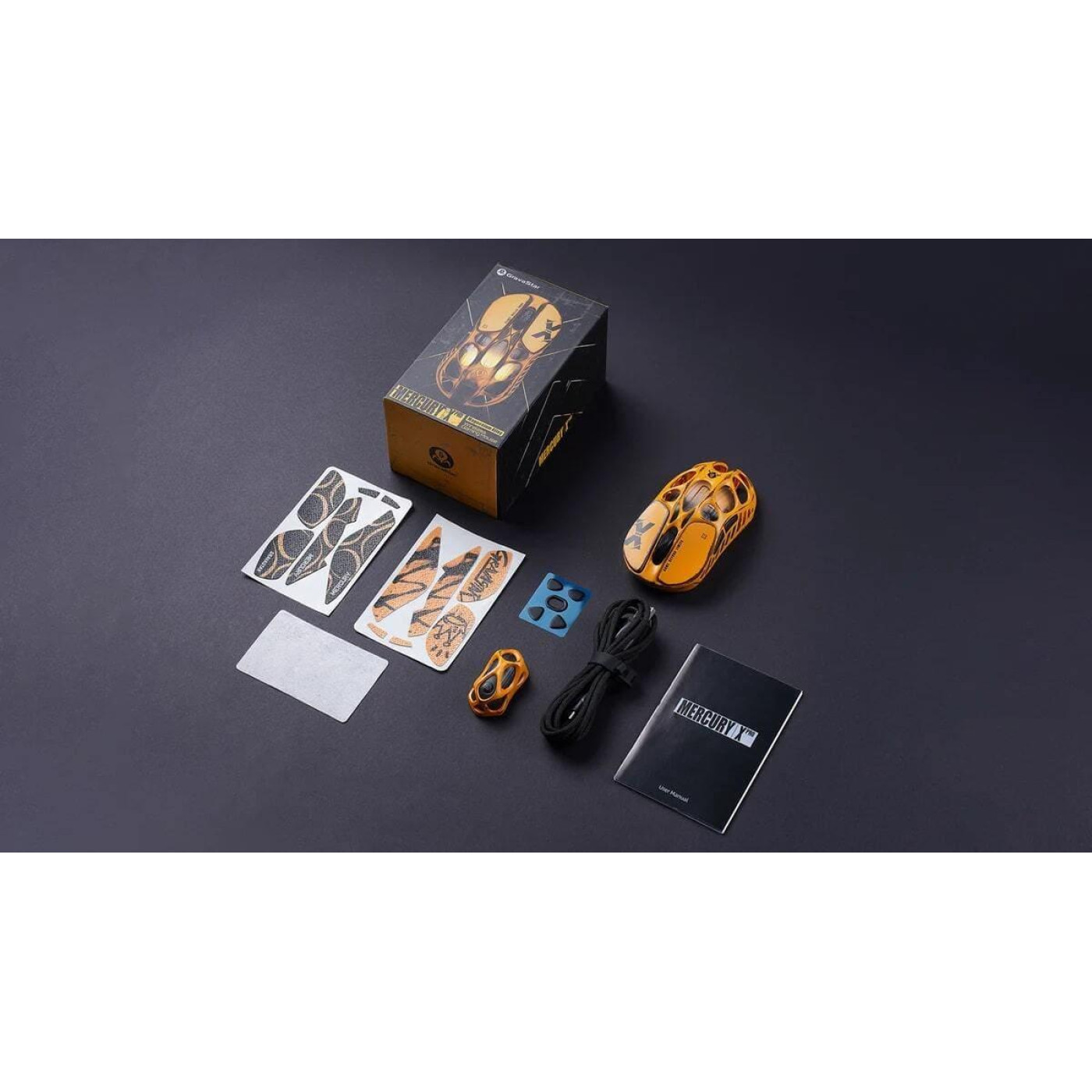 Мышь GravaStar Mercury X Pro 8K BT/WL/USB-A RGB Battle-Worn Yellow (GS_X_PRO_YLW)