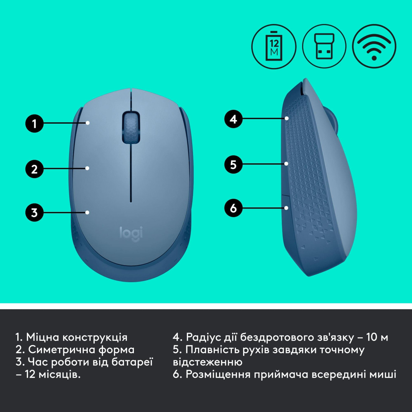 Бездротова миша Logitech M171 Wireless Blue/Grey (L910-006866) (910-006866)
