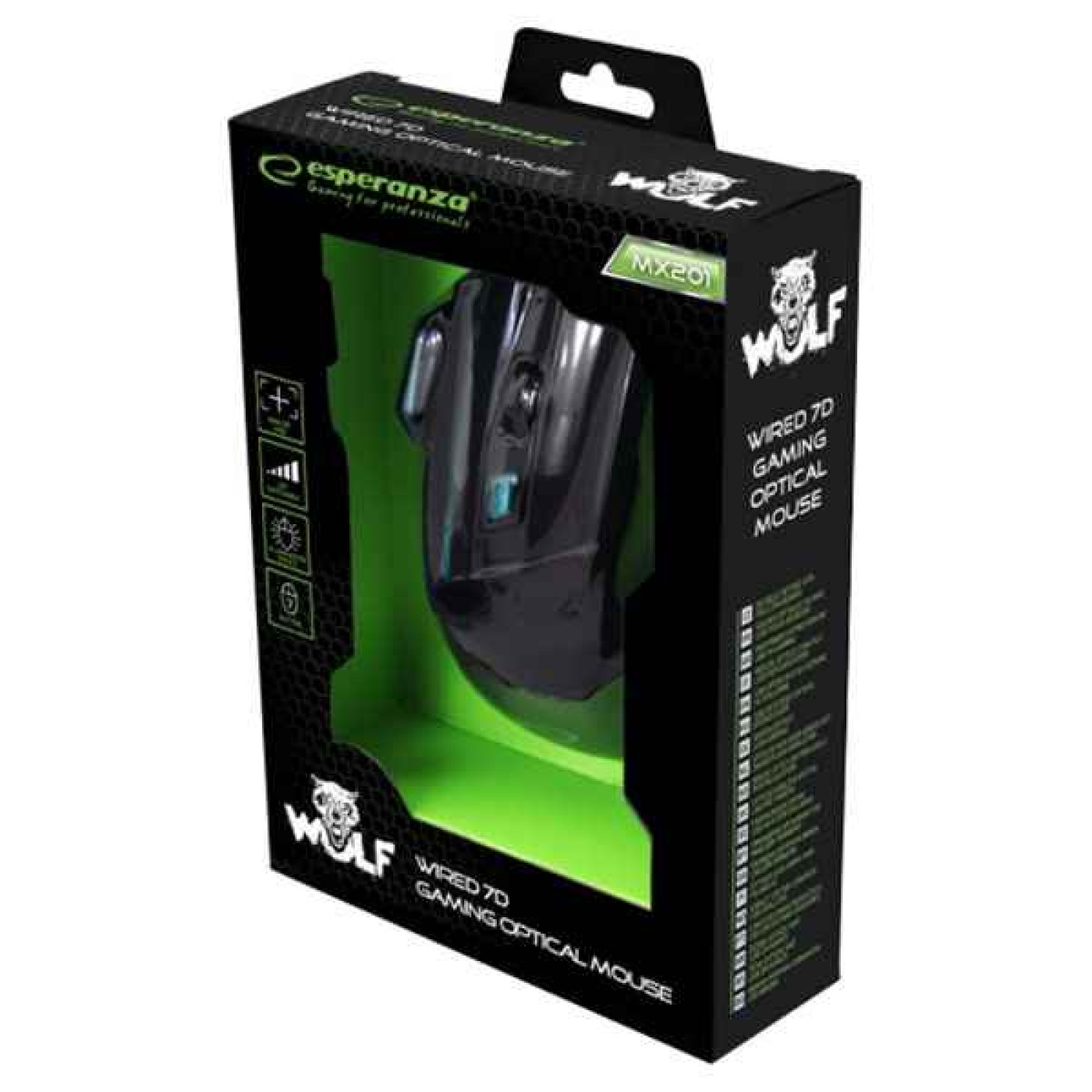 Миша Esperanza EGM201B Wolf USB Black-Blue (EGM201B)