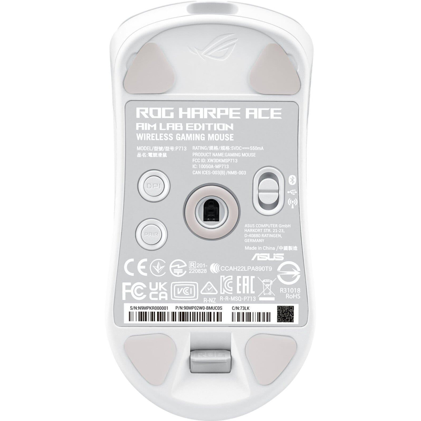 Бездротова миша ASUS ROG Harpe Ace Aim Lab Edition RGB USB-A/WL/BT White (90MP02W0-BMUA10)