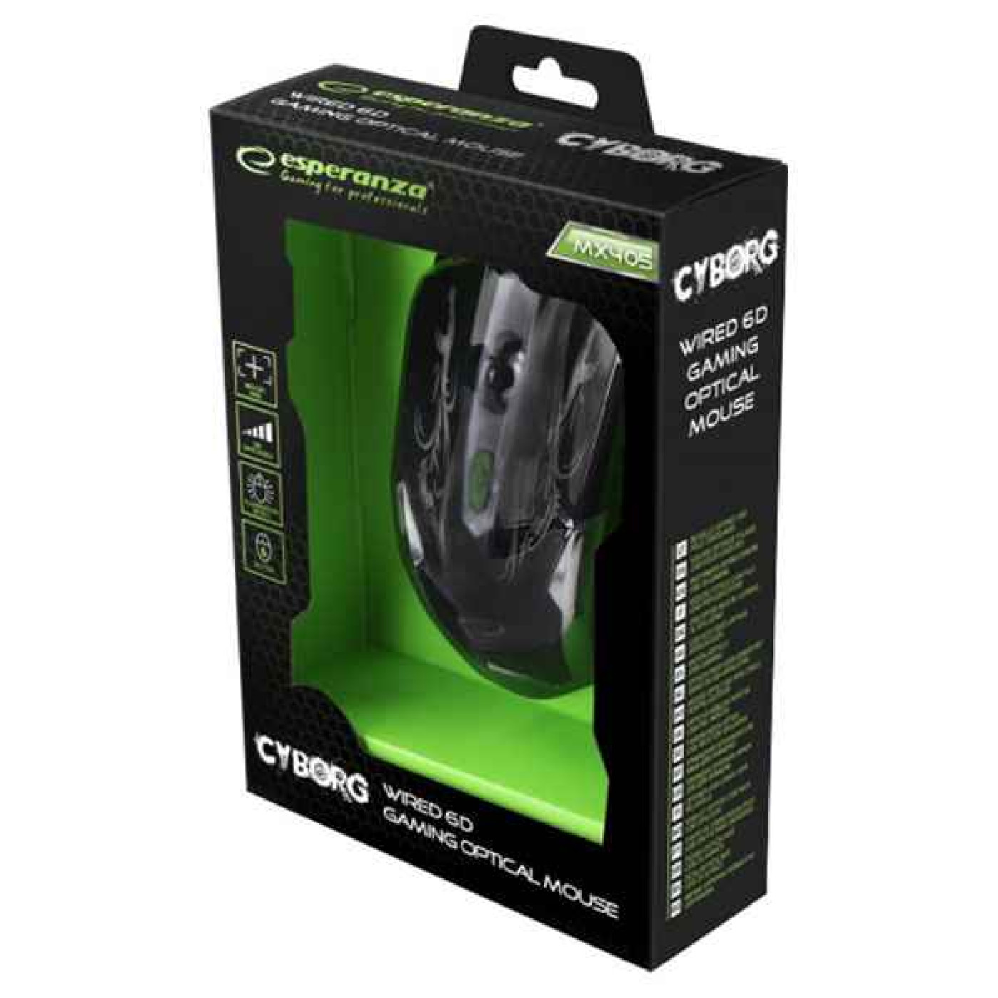 Миша Esperanza MX405 Cyborg USB Black-Green (EGM405)
