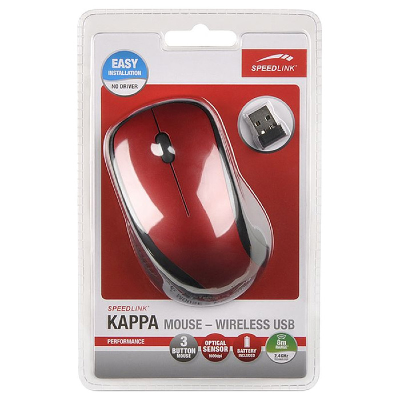 Мышь Speedlink KAPPA Mouse - Wireless USB, red (SL-630011-RD)