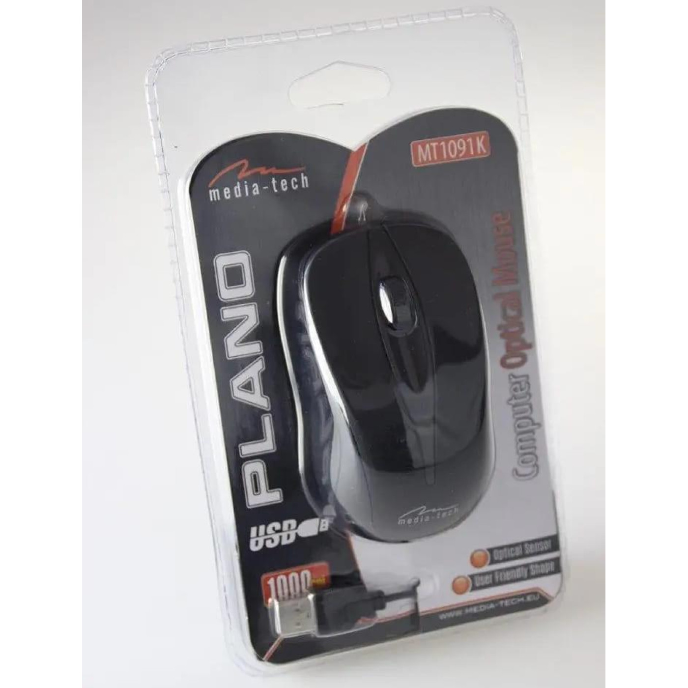 Миша Media-Tech Plano, 3кн., 800dpi, чорна (MT1091K)