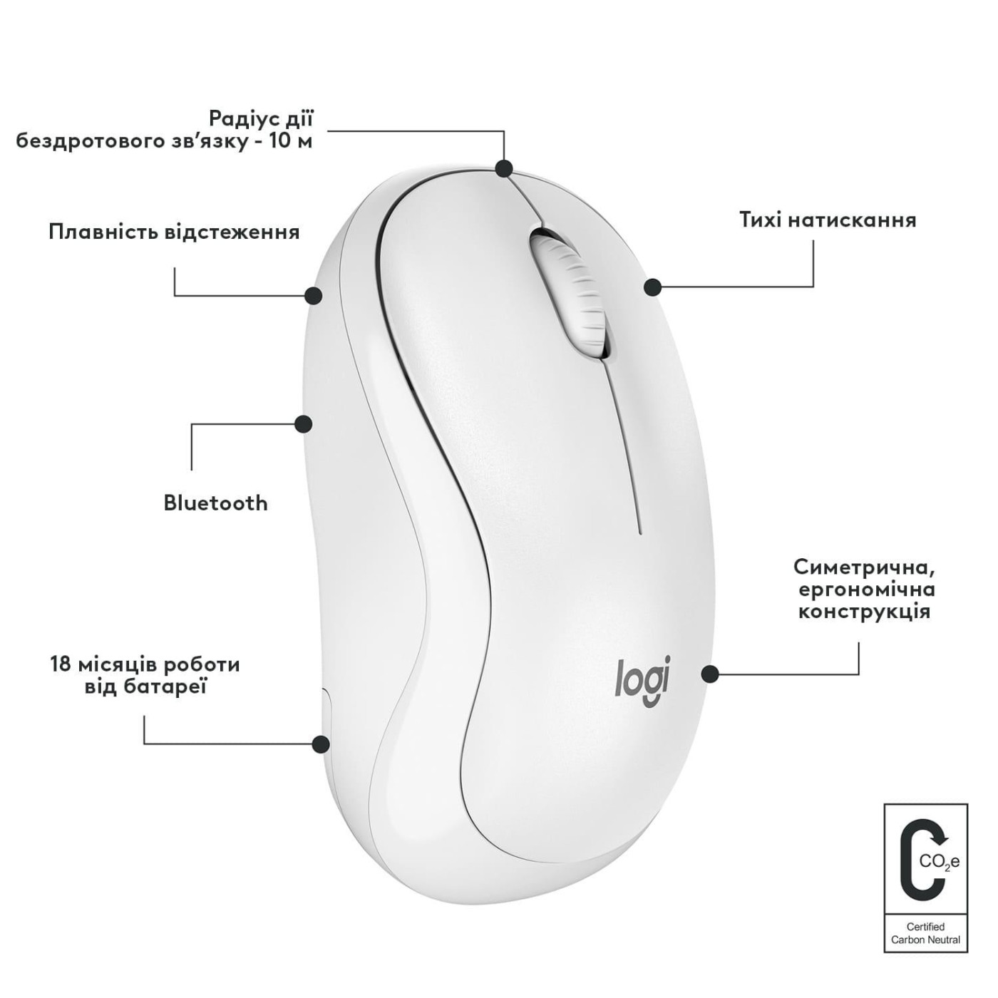 Бездротова миша Logitech M240 Silent Bluetooth White (910-007120)