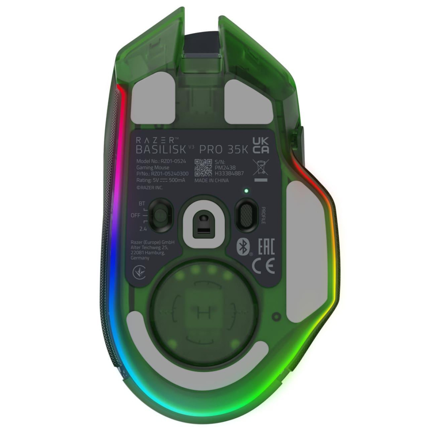 Миша Razer Basilisk V3 PRO Wireless 35K Phantom Green (RZ01-05240300-R3G1)