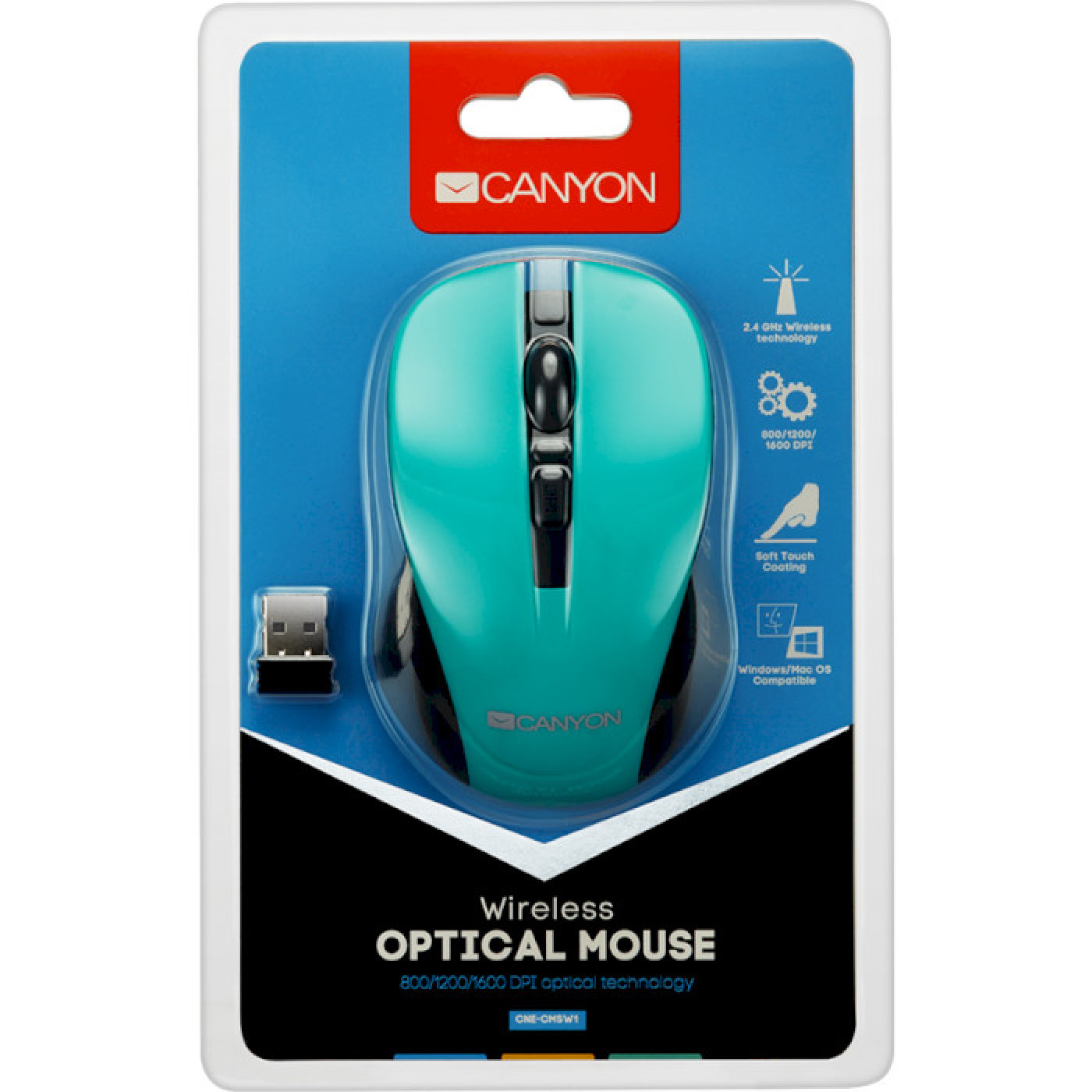 Беспроводная мышь Canyon CNE-CMSW1GR Green (CNE-CMSW1GR)