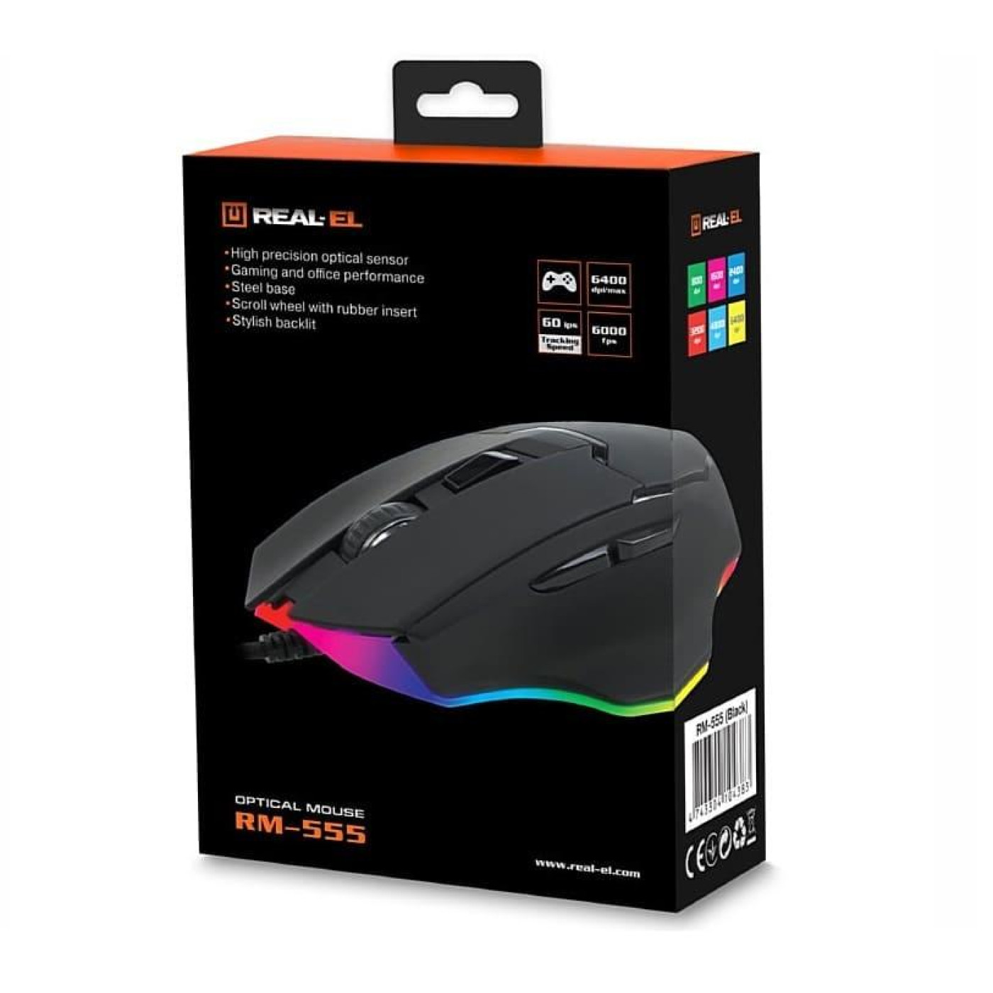 Миша Real-EL RM-555 USB Black (RM-555 USB Black)