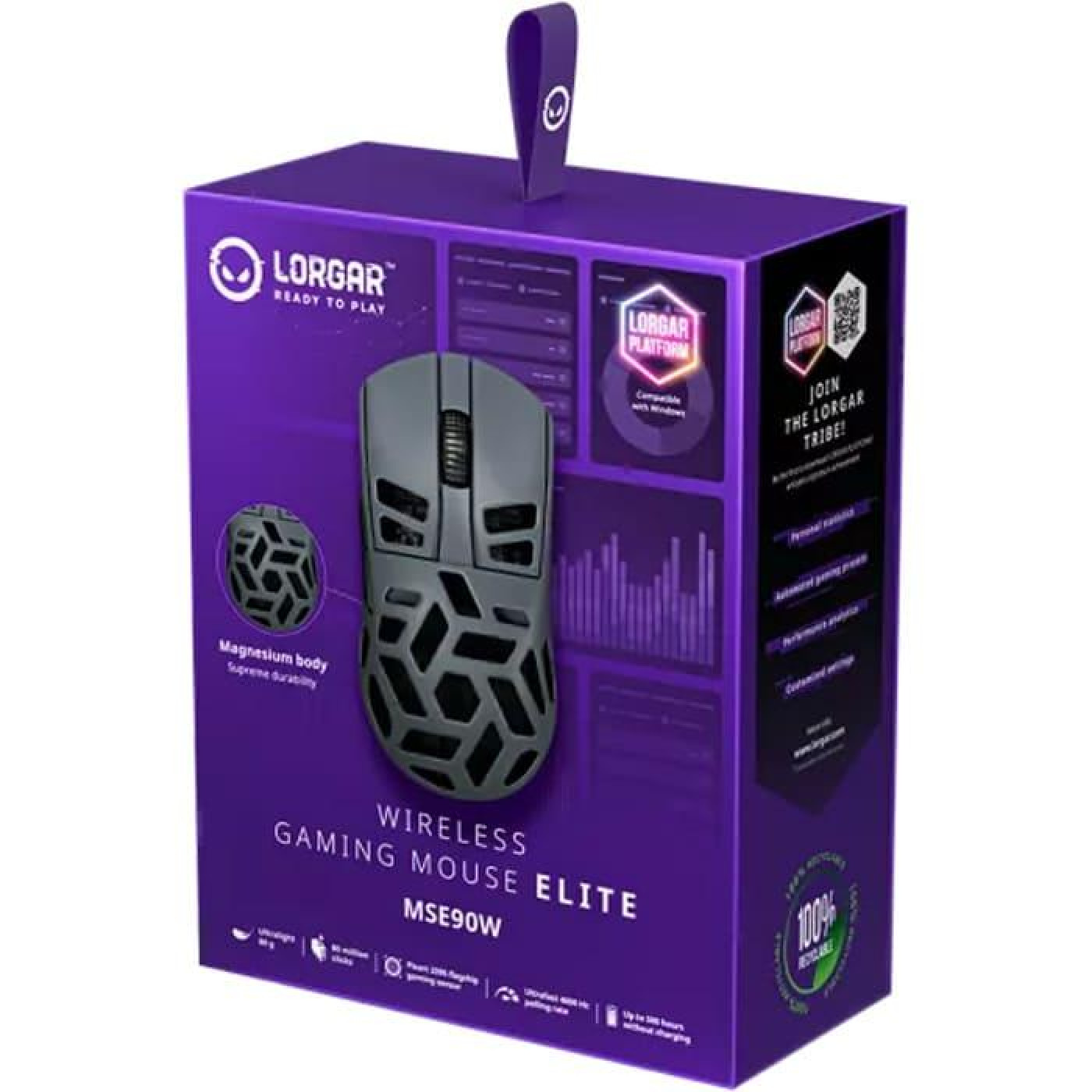 Миша Lorgar MSE90W Magnesium Alloy Wireless Gaming Mouse Elite Dark Grey (LRG-MSE90W-DG)