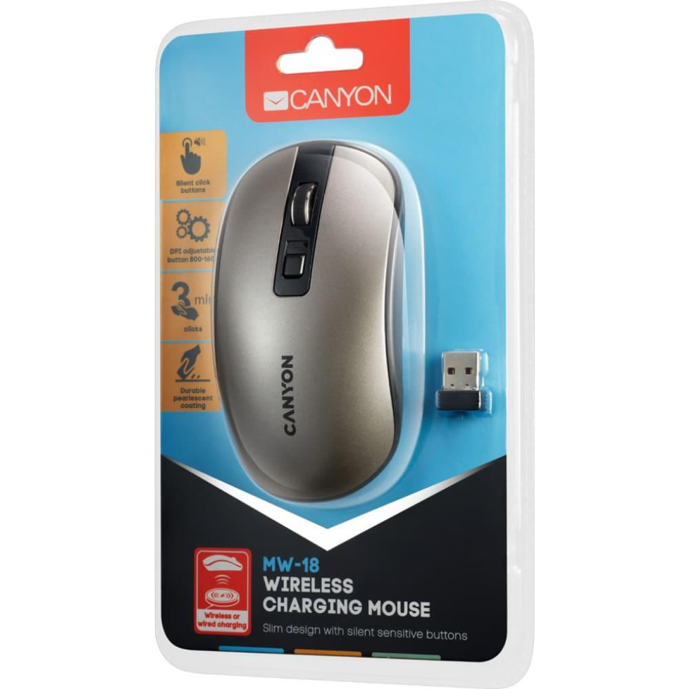 Беспроводная мышь Canyon USB Dark Grey (CNS-CMSW18DG)