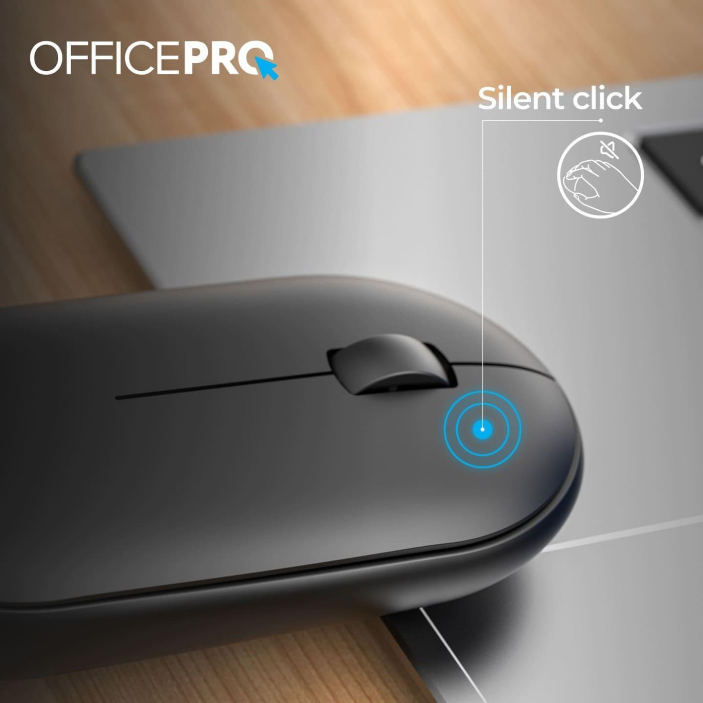 Беспроводная мышь OfficePro M185B Silent Click Wireless Black (M185B)
