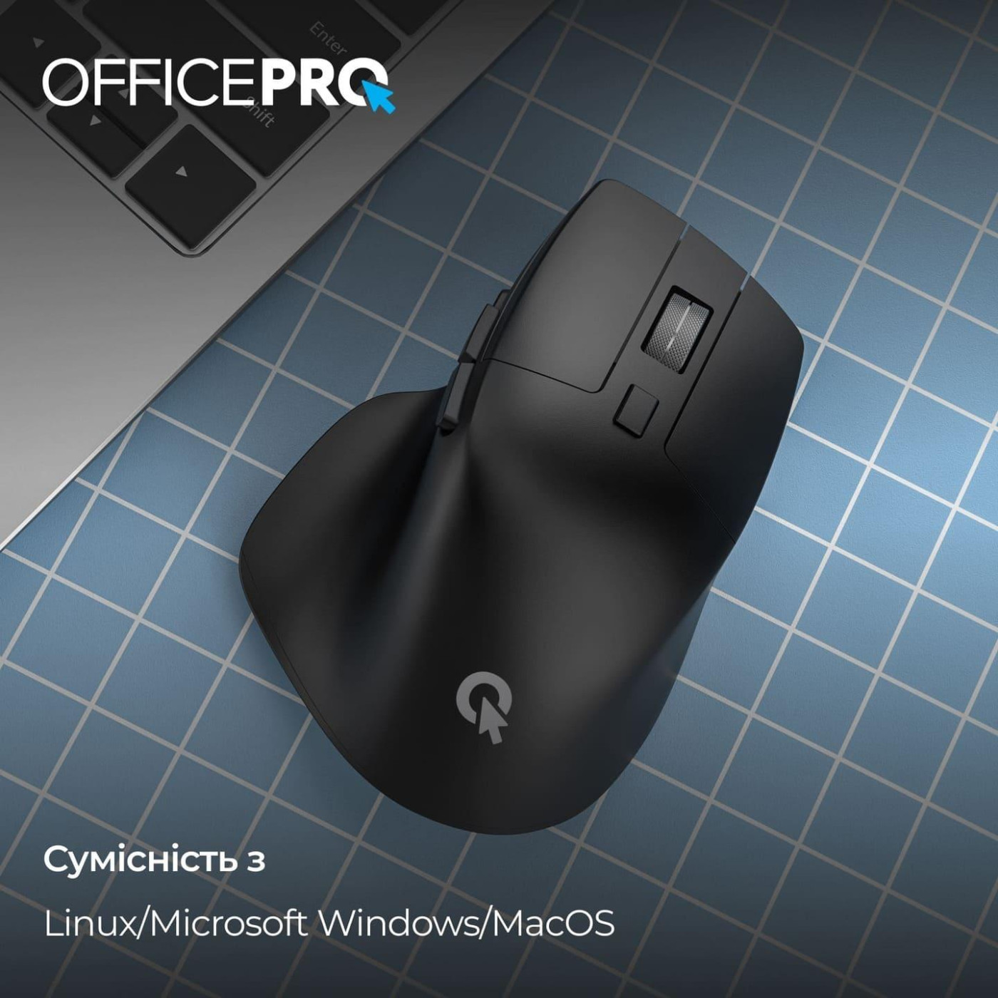 Беспроводная мышь OfficePro M395B Silent Click Ergonomic Wireless Black (M395B)