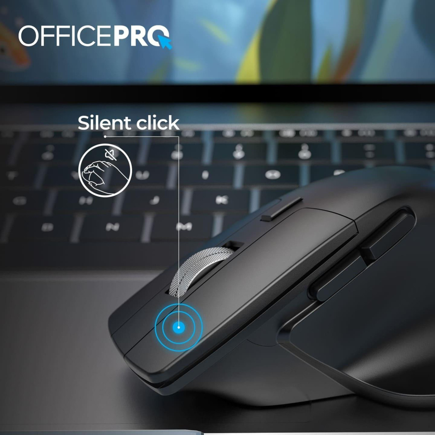 Беспроводная мышь OfficePro M395B Silent Click Ergonomic Wireless Black (M395B)