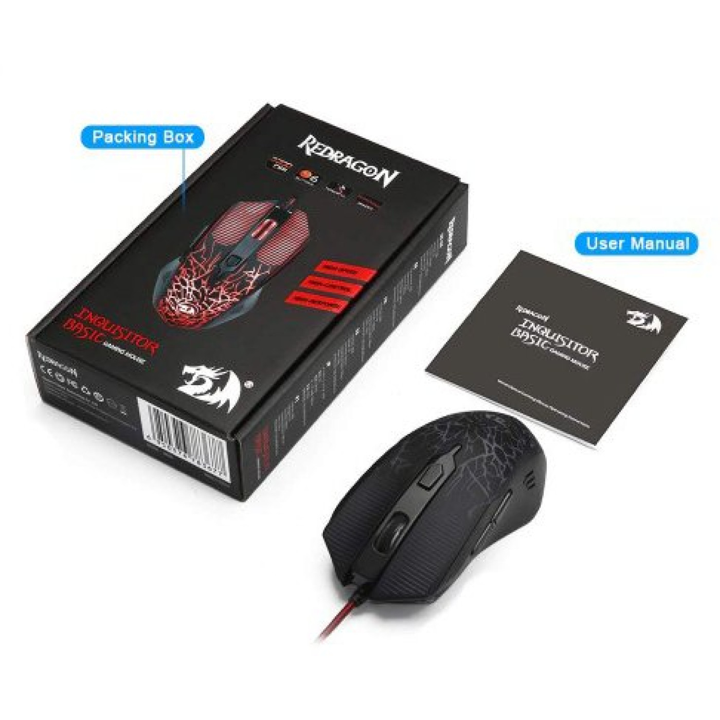 Миша Redragon Inquisitor Basic M608, ігрова, 3200dpi., 7кн., чорна (78367)