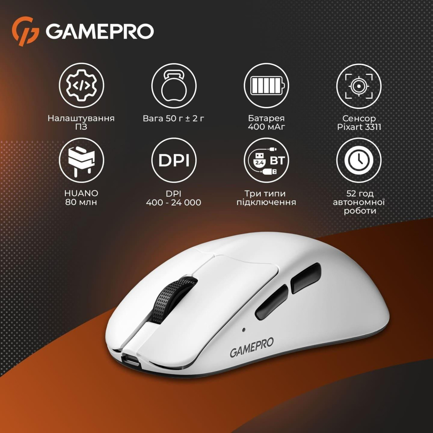 Мышь GamePro Genesis Avenger White (GM096W) U1