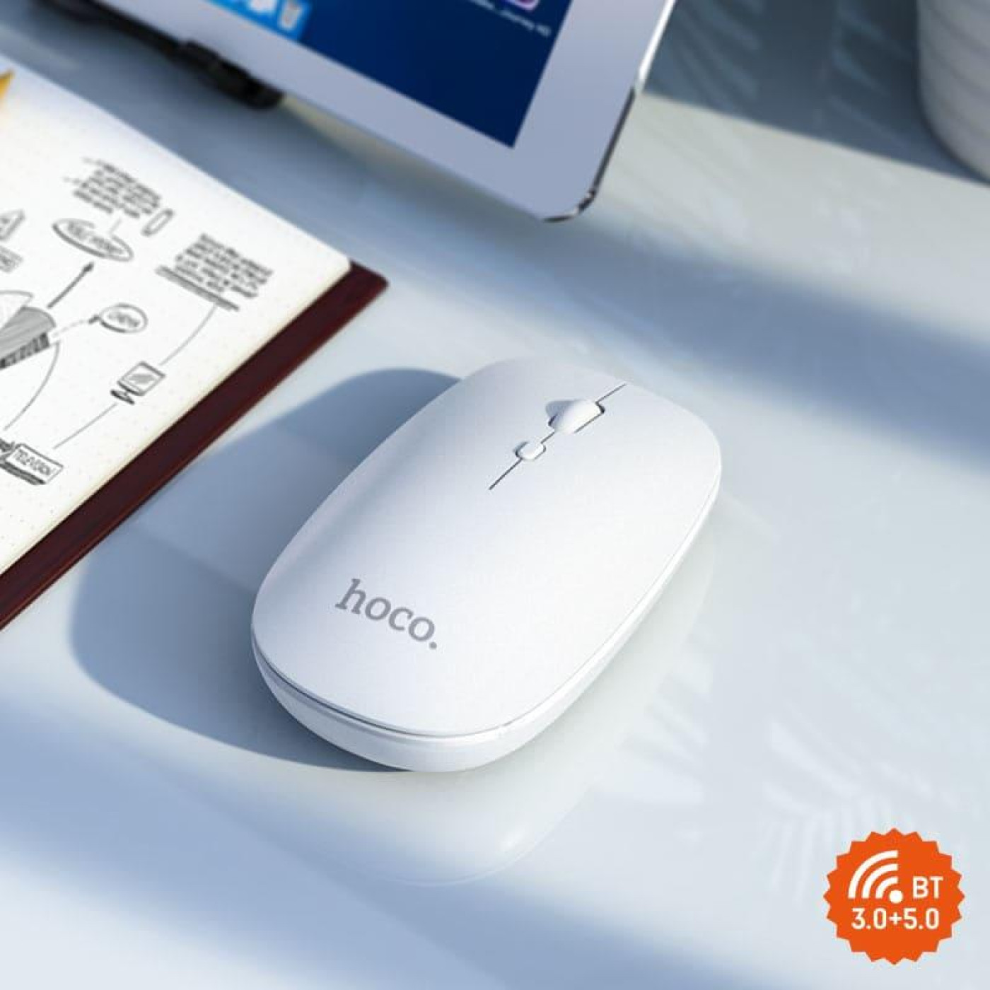 Мышь Hoco GM15 Art dual-mode business wireless mouse White (6931474760586)