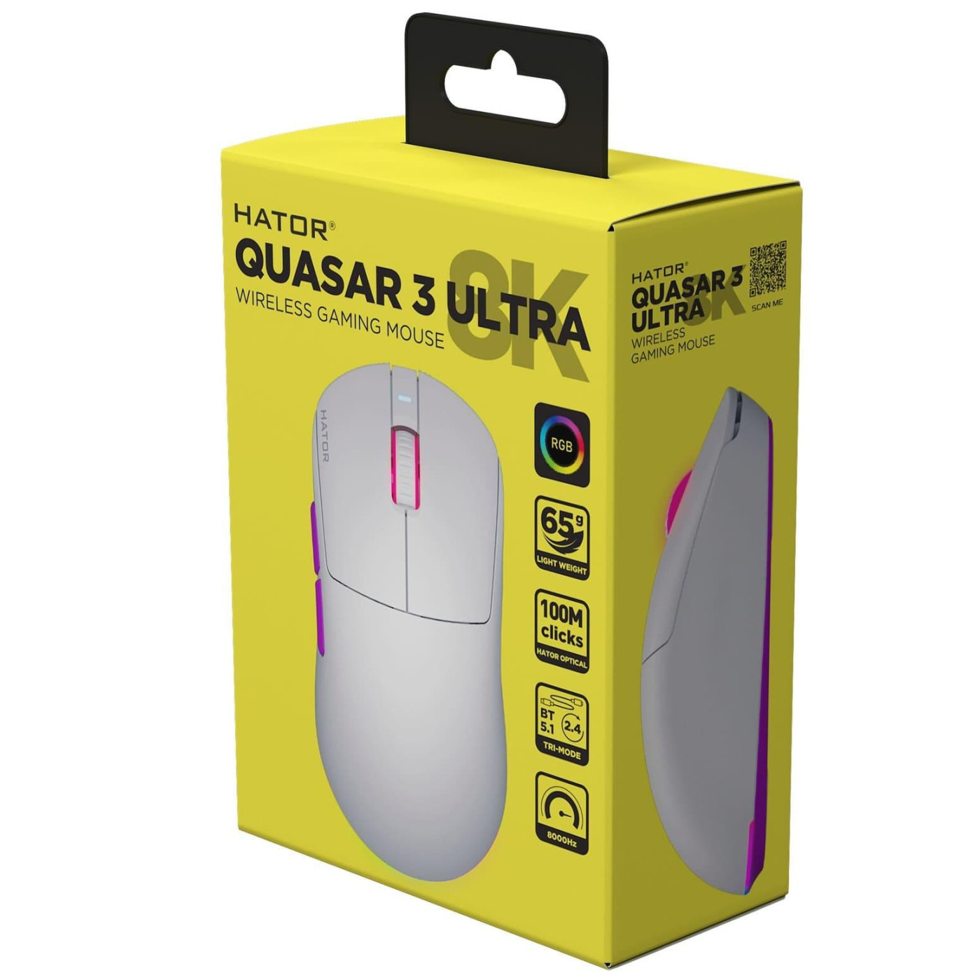 Мышь HATOR Quasar 3 ULTRA 8K Wireless White (HTM771)