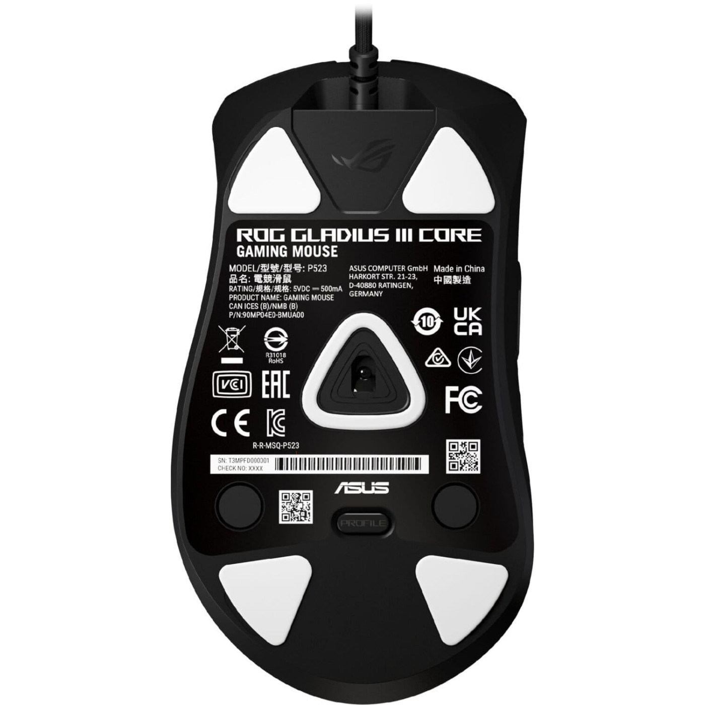 Миша ASUS ROG Gladius III Core RGB USB-A Black (90MP04E0-BMUA00)