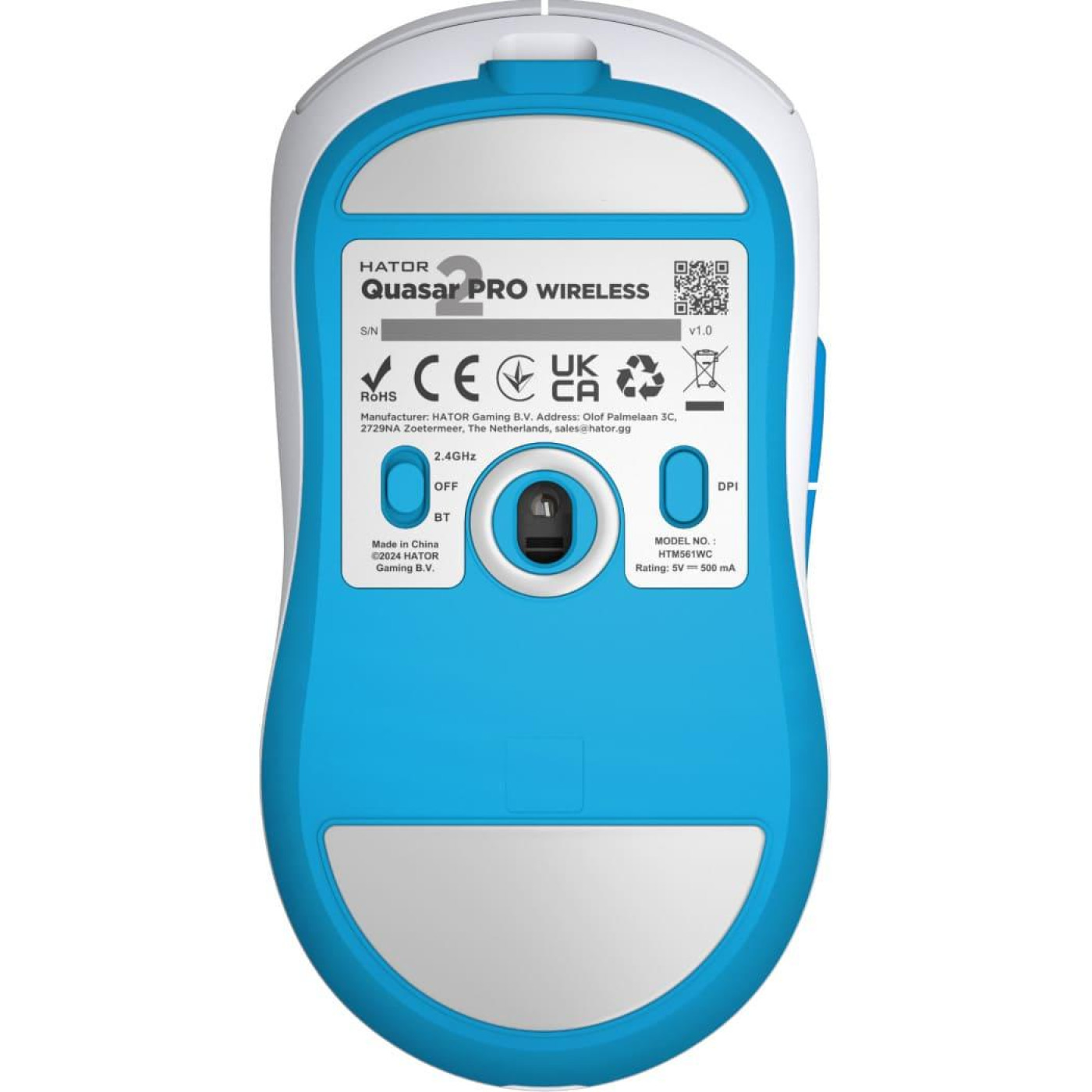 Бездротова миша HATOR Quasar 2 PRO Wireless White Cyan (HTM561WC)