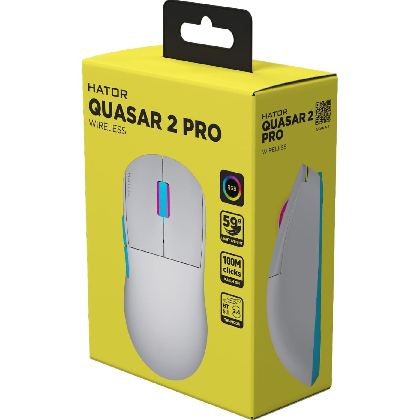Бездротова миша HATOR Quasar 2 PRO Wireless White Cyan (HTM561WC)