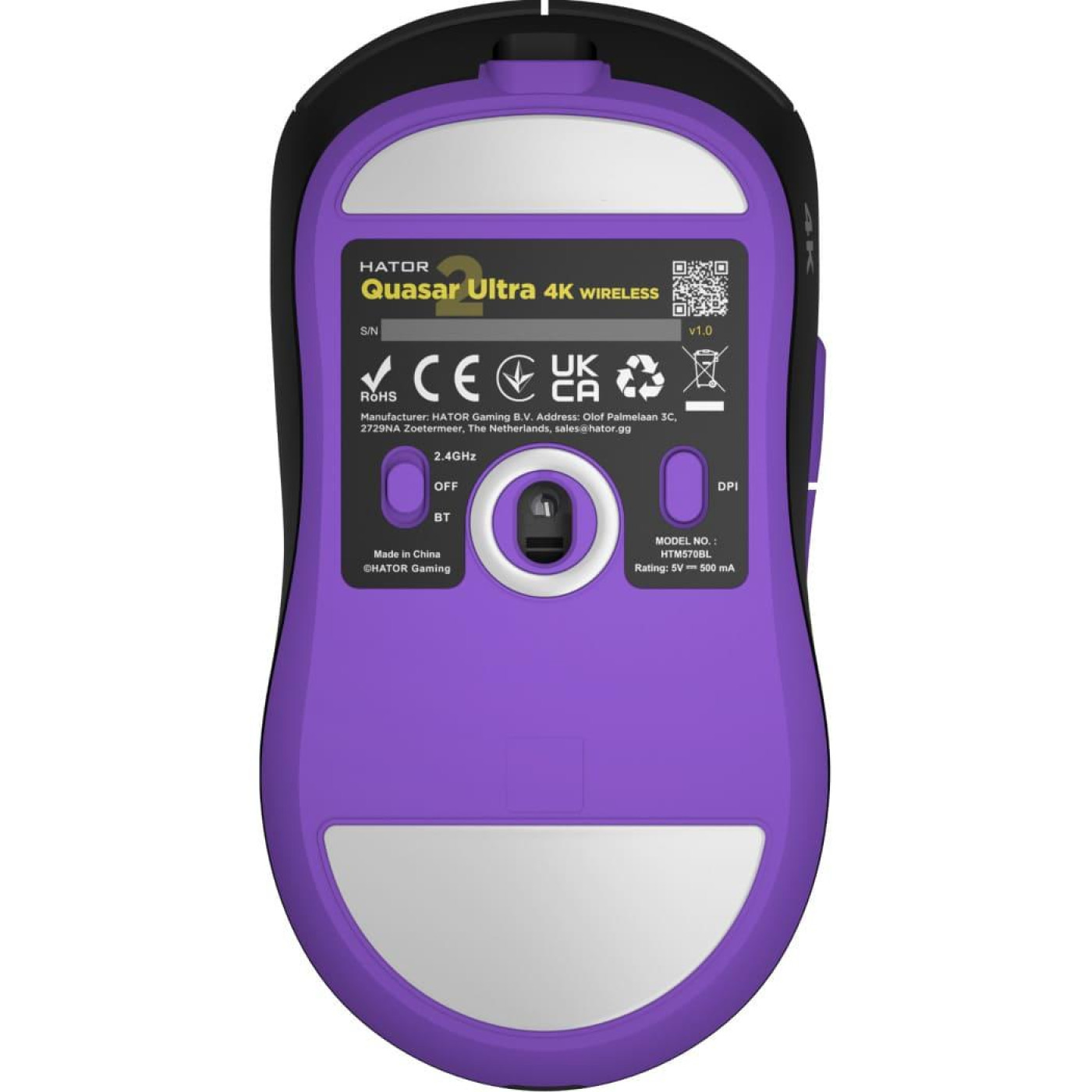 Бездротова миша HATOR Quasar 2 ULTRA 4K Wireless Black Lilac (HTM570BL)