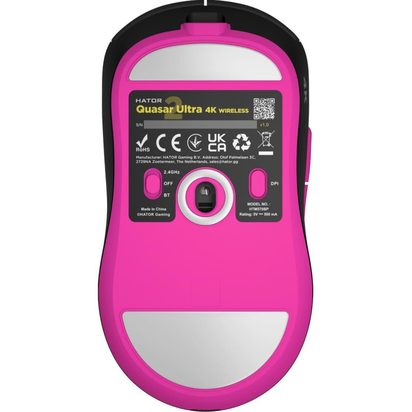 Бездротова миша HATOR Quasar 2 ULTRA 4K Wireless Black Pink (HTM570BP) Б/в
