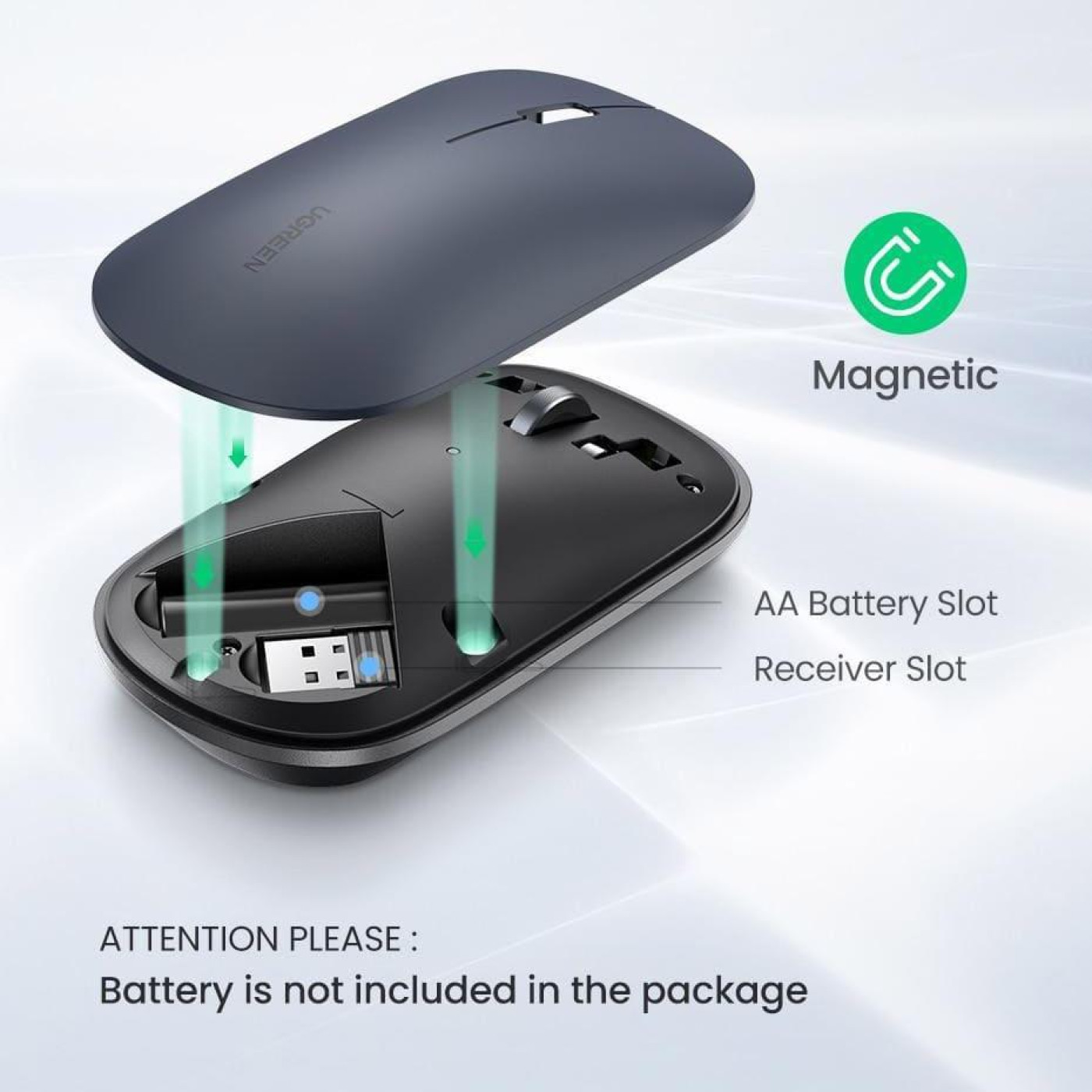 Мышь Ugreen MU001 Portable Wireless Mouse (Black) (UGR-90372)