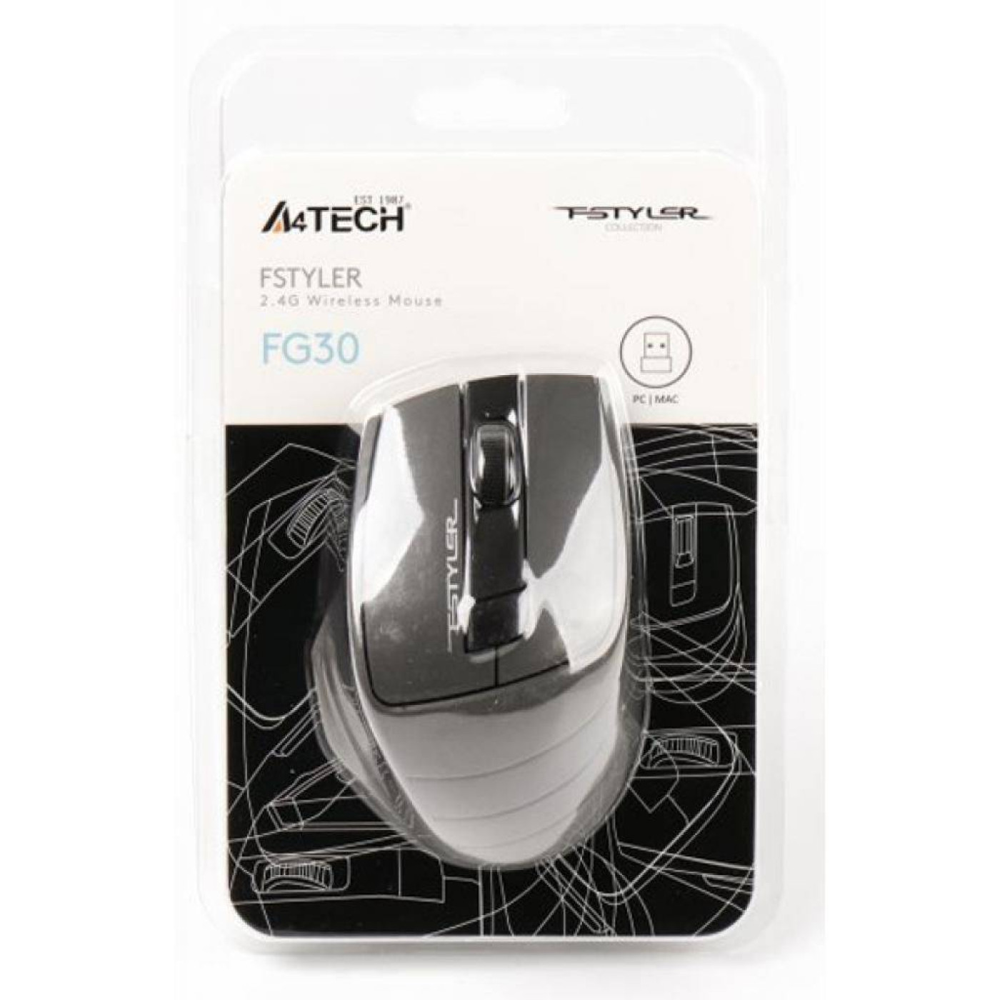 Бездротова миша A4Tech Fstyler FG30 Wireless Black/Grey (FG30 (Grey))