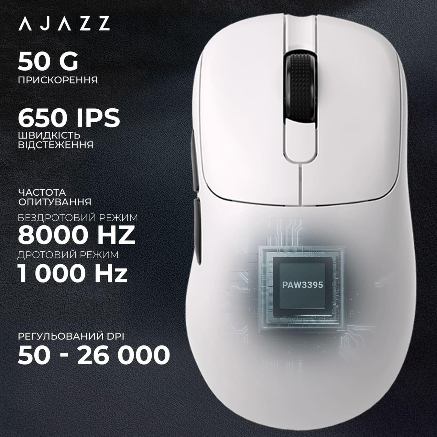 Мышь Ajazz AJ179PRO 8K Charging Dock White (AJ179-PRO-W)