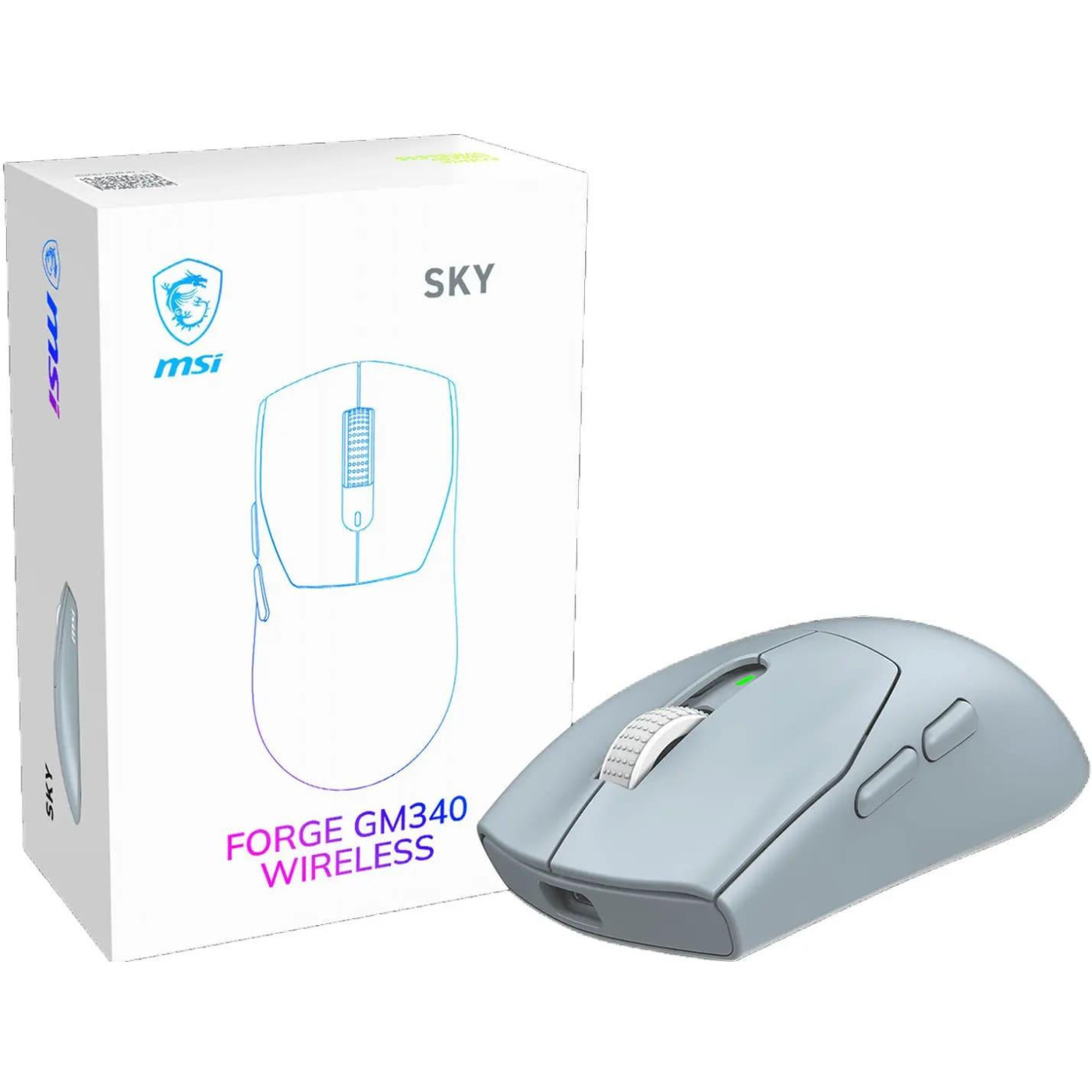 Миша MSI FORGE GM340 W Wireless RGB Sky Blue (S12-4301770-HH9)