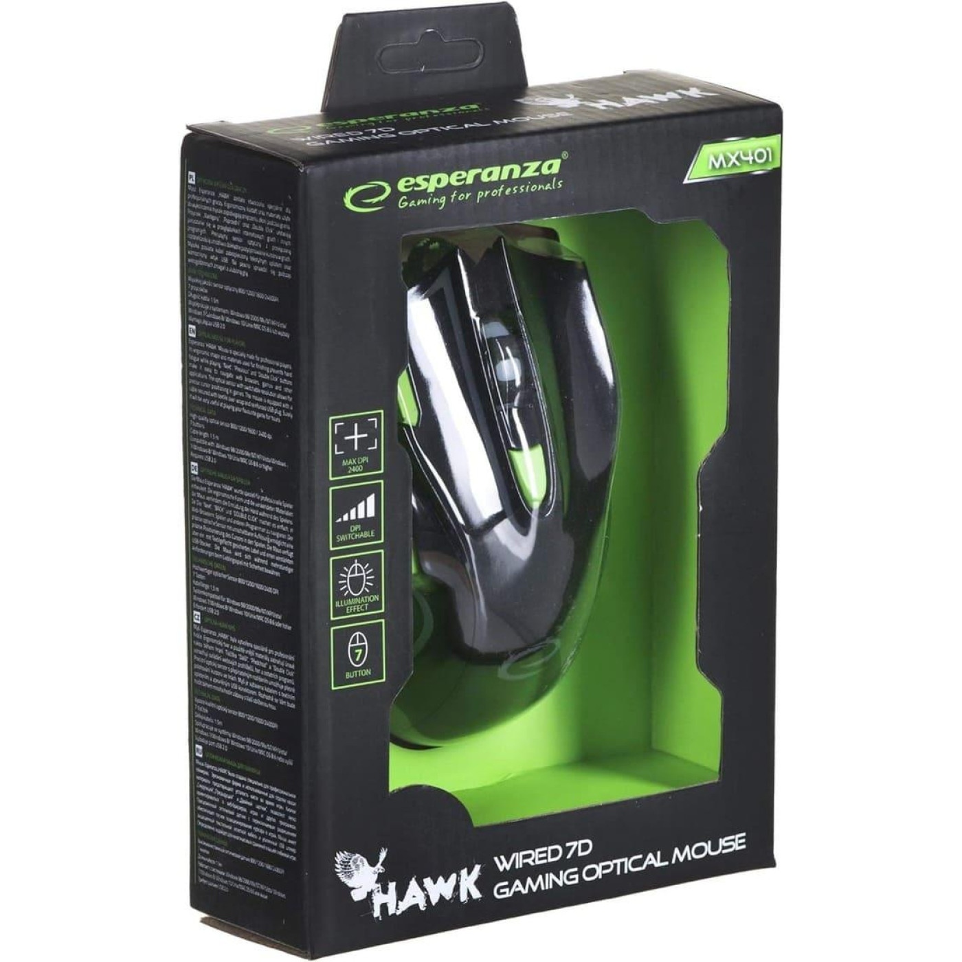 Мышь Esperanza MX401 Hawk USB Black-Green (EGM401KG)