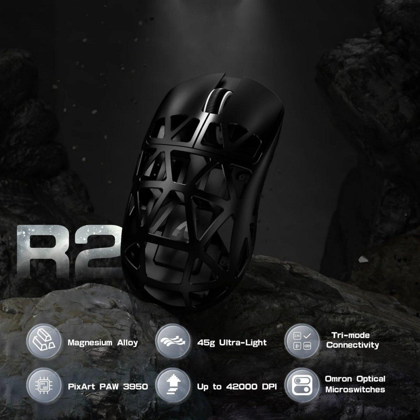 Мышь Attack Shark R2 Magnesium Alloy 8K (AS-6972792470894-B) Black (G-000004003)