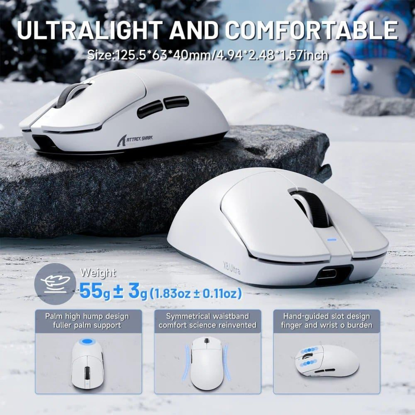 Мышь Attack Shark X8 Ultra Wireless (AS-6972792471839-W) White (G-000003622)