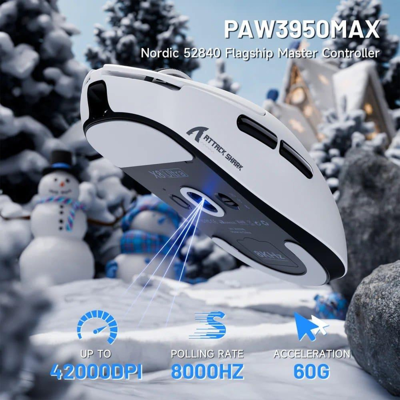 Мышь Attack Shark X8 Ultra Wireless (AS-6972792471839-W) White (G-000003622)