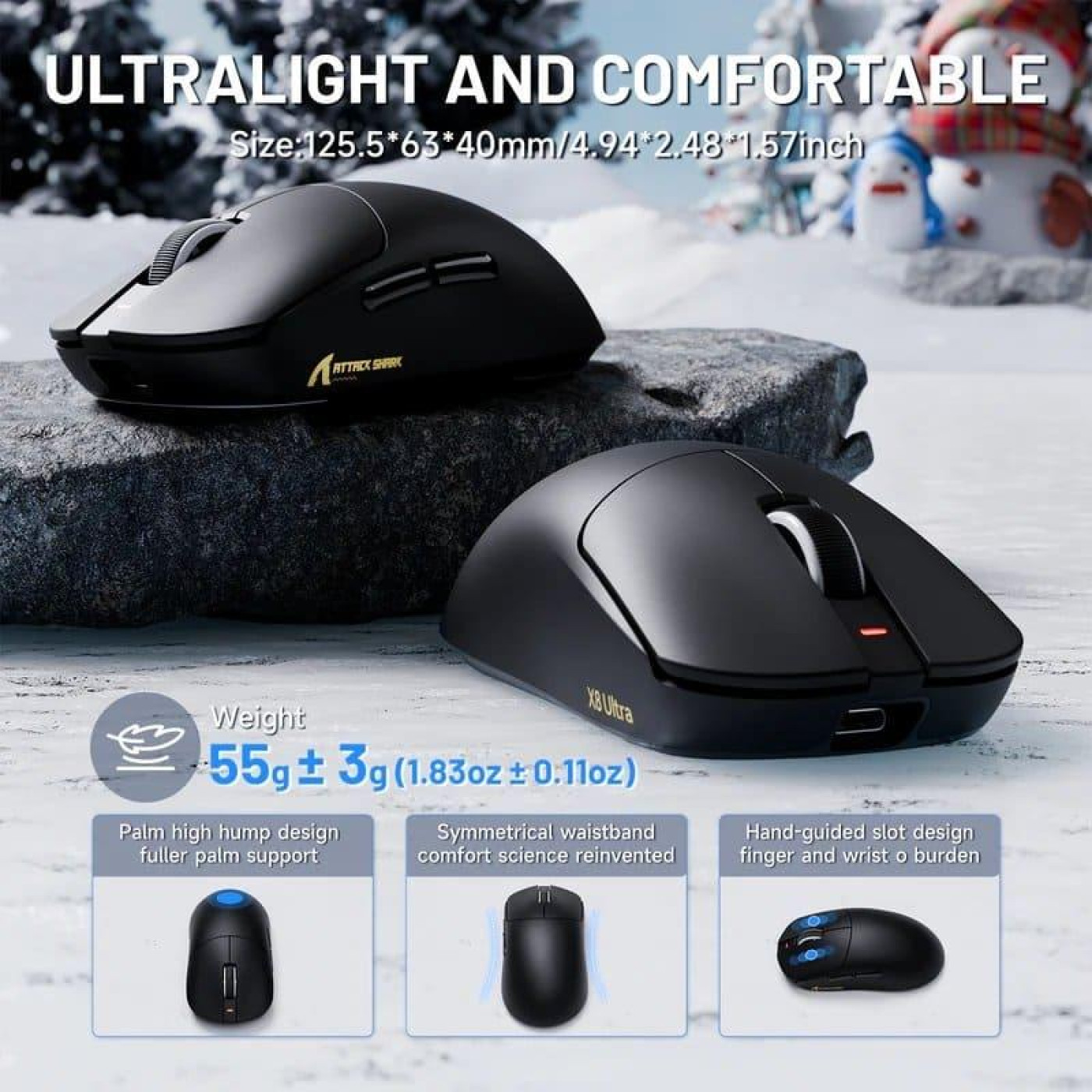 Мышь Attack Shark X8 Ultra Wireless (AS-6972792471846-B) Black (G-000003625)
