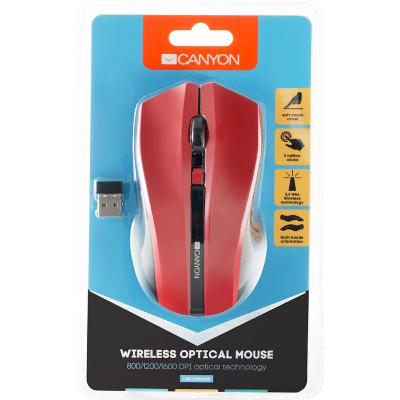 Беспроводная мышь Canyon CNE-CMSW05R Red (CNE-CMSW05R)