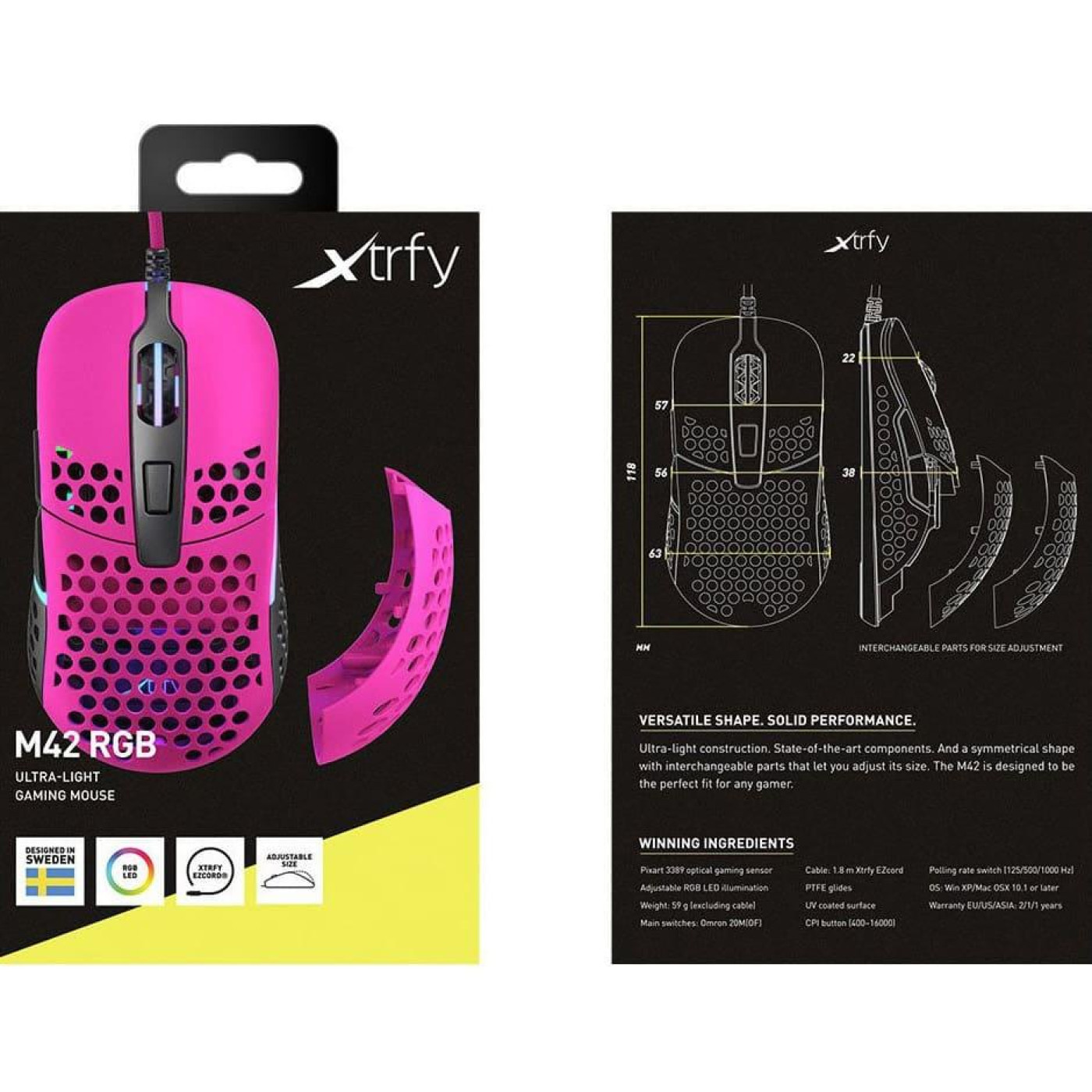 Мышь Cherry Xtrfy M42 RGB USB Pink (XG-M42-RGB-PINK)