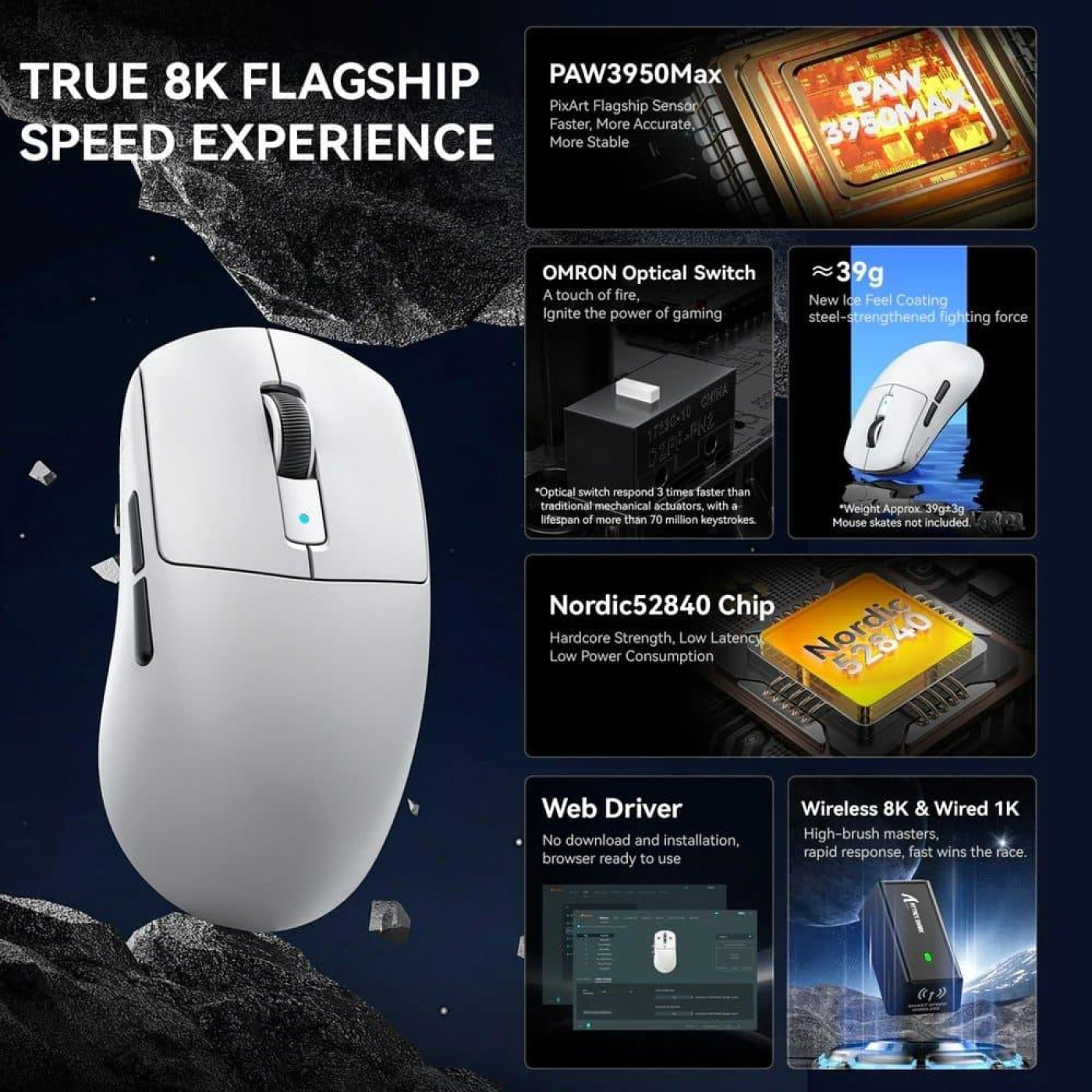 Мышь Attack Shark R6 Wireless (AS-6972792470412-W) White (G-000003624)
