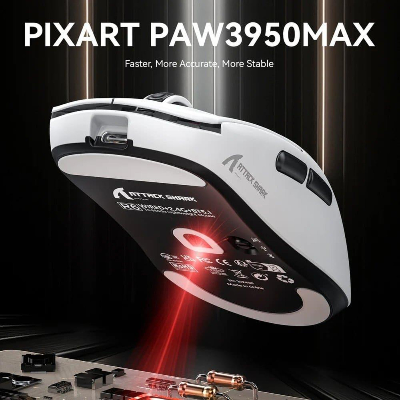 Мышь Attack Shark R6 Wireless (AS-6972792471204-B) Black (G-000003623)