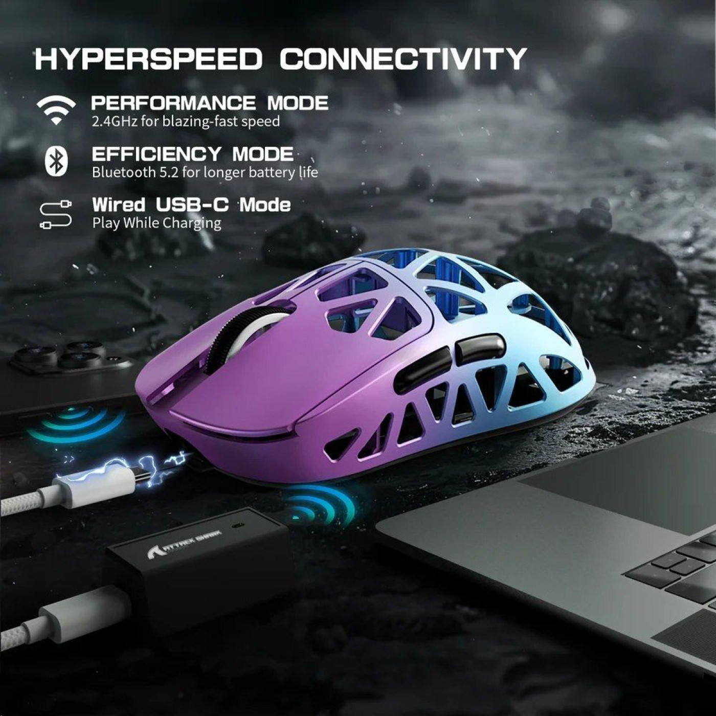 Мышь Attack Shark R2 Magnesium Alloy 8K (AS-6972792470917-PB) Purple/Blue (G-000004004)